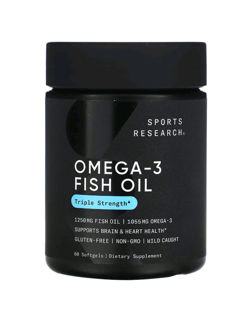Sportforskning Omega-3 fiskolja, Triple Strength, 60 Softgels