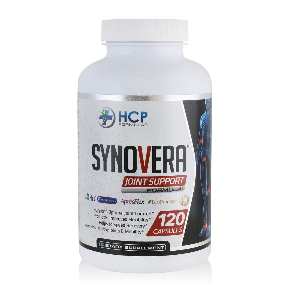 Synovera - Gemensamt stöd Komplex med gurkmeja Extract & Collagen - Mobilitet & flexibilitet - Hälsosamma gemensamma, Tendon, Ligament och Synovial Tissue - Dietary Supplement - 120 Caps