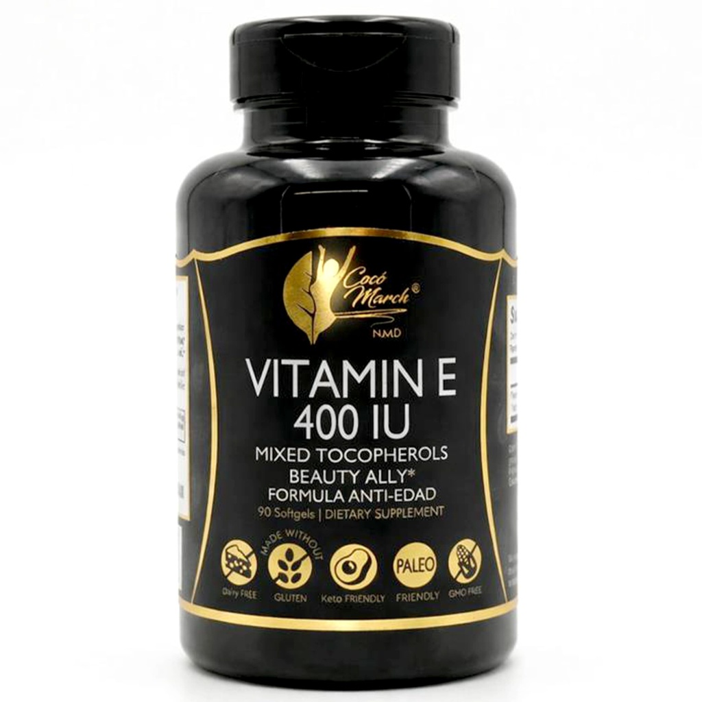Cocó Maaliskuu N.M.D Natural Vitamiini E 400 IU-sekoitettu tokoferolit, Kauneus Ally, 3 kuukauden tarjonta - Gluteeniton, Paleo Friendly, Dairy Free, Keto Friendly, GMO vapaa, 100 Softgels