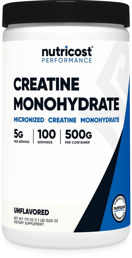 Nutricost Creatine Monohydrate Micronized Powder 500G, 5000mg Per Serv (5g) - 100 portioner, 17,9 Oz