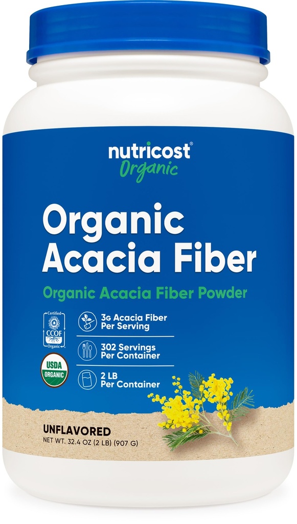 Nutricost Organic Acacia Fiber Powder (2 LB) - USDA Certified Organic, Ei-GMO, Gluteeniton