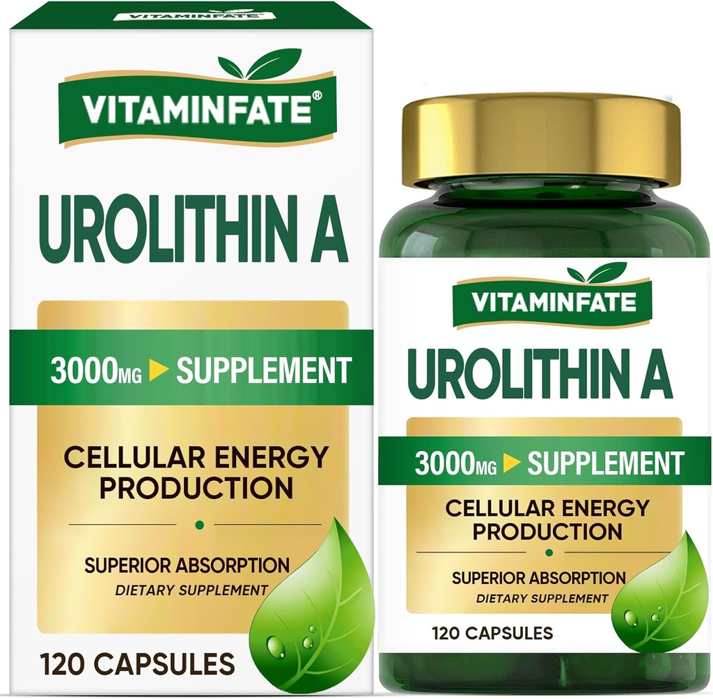 3000 MG Urolithin A Supplement - 120 kapselia tukee antioksidanttia, tehostettua tervettä ikääntymistä, mitokondrioita, solujen korjaus miesten ja naisten