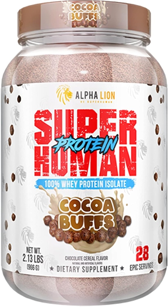 AAKKOSELLINEN LION Superhuman Whey Protein Powder, Great Maising Pure Whey Protein Isolate, Low Carb, Low Sugar, No Bloat Post Treenout, Lihasten Recovery & Growth (28 tarjoilut, kaakao Buffs)