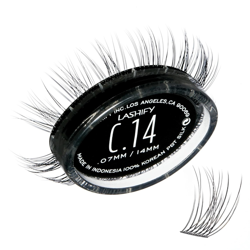 Lashify Curl 14mm Gossamer DIY silmäripsilaajennukset uudelleentäyttö, musta, helppo väärentää silmäripsien luonnollinen ulkonäkö