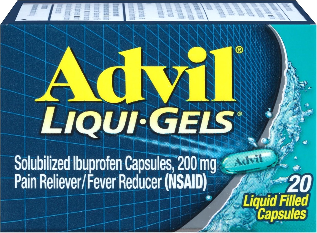 Advil Pain Reliever/Fever Reducer Liqui-Gels 200mg - 20 t, 3 kpl pakkaus