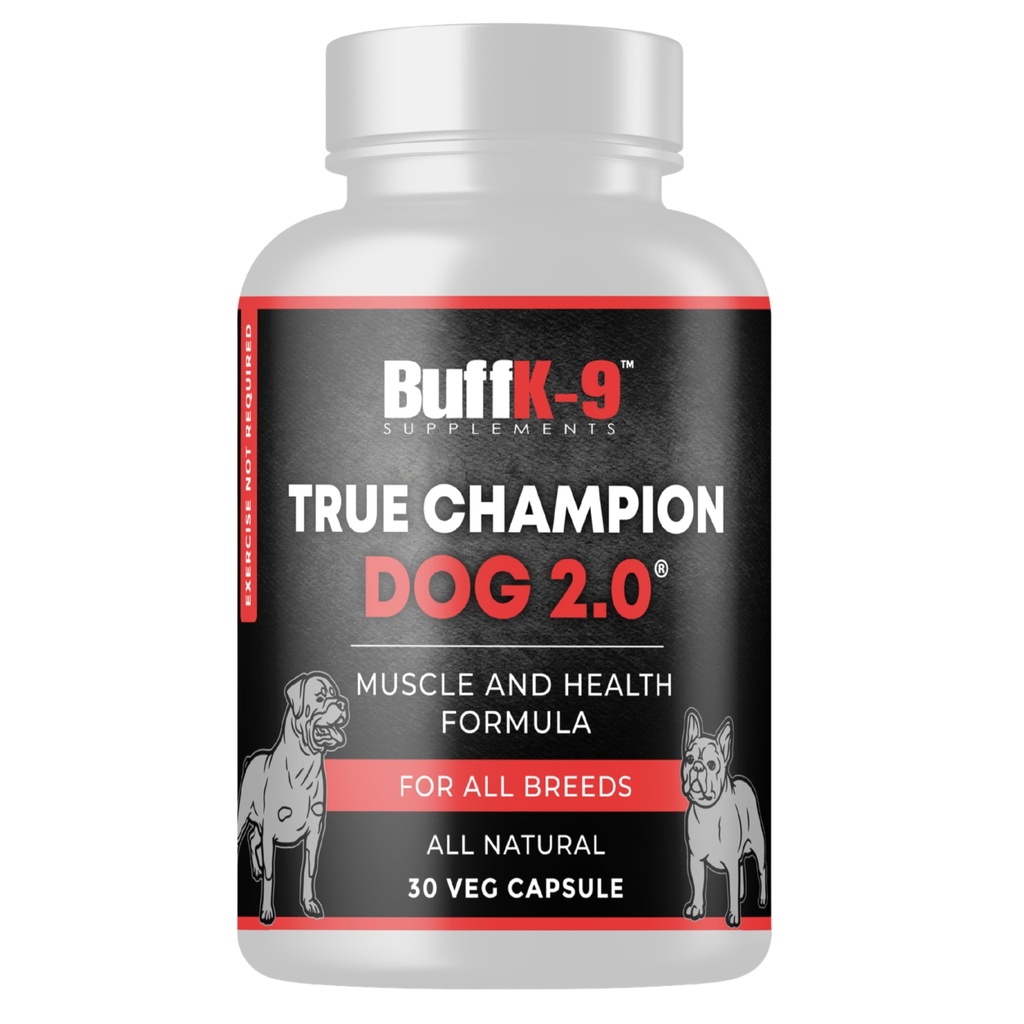 BuffK-9 True Champ 2.0 Lihas Building täydennysosa koirille, koiran tuki kapselit vitamiini B6 B12 Ashwagandha Folate lihasten, luun ja yhteisen tuen, 30 Veg kapselit