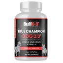BuffK-9 True Champ 2.0 Lihas Building täydennysosa koirille, koiran tuki kapselit vitamiini B6 B12 Ashwagandha Folate lihasten, luun ja yhteisen tuen, 30 Veg kapselit