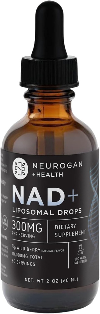 Neurogan NAD + Liposomal Drops - 300mg Per Servering, 18.000mg Total - Liquid Drops Supplements - Cellular & Immune Support NAD Supplement - Nikotinamid Adenine Dinucleotide för kvinnor och män