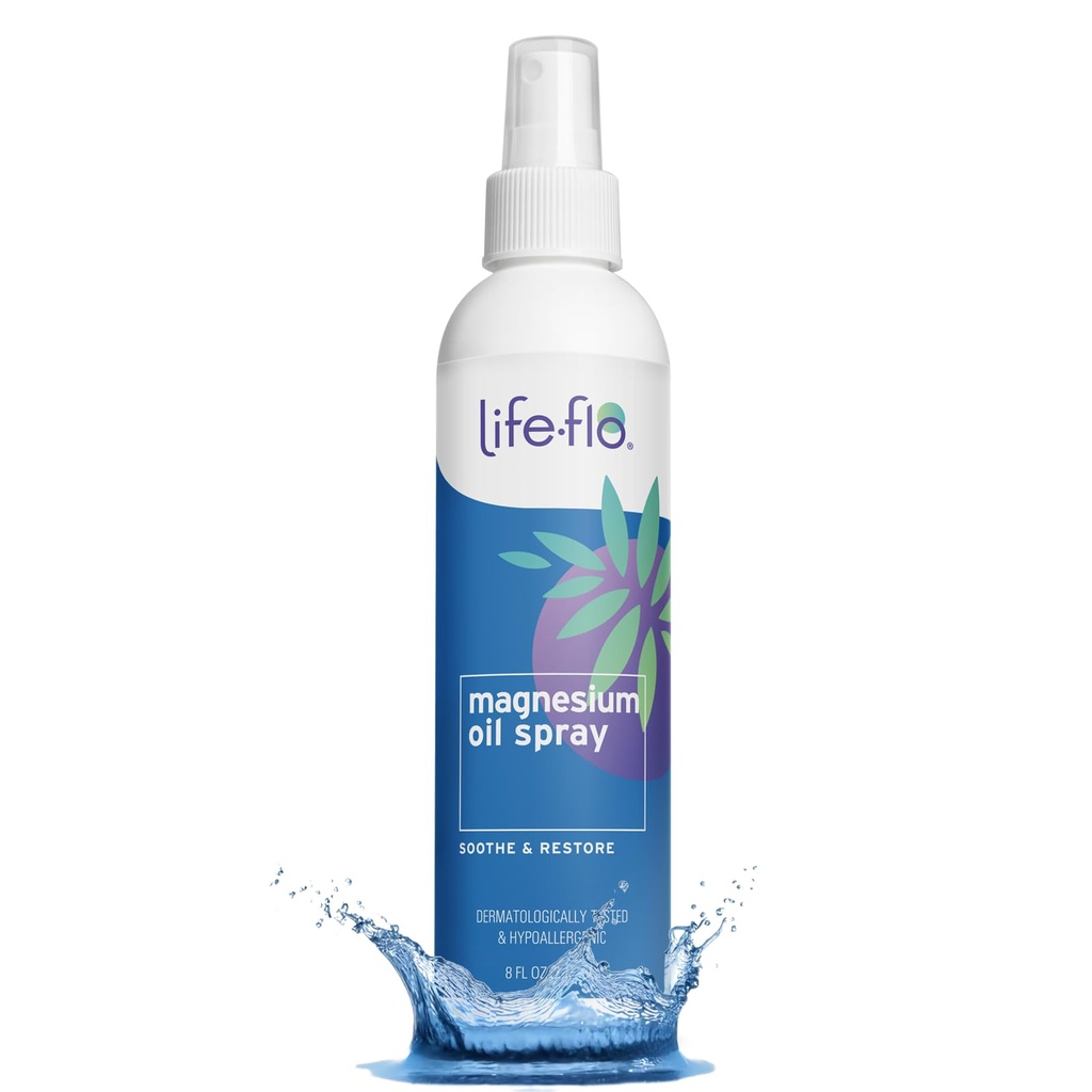 Life-Flo Pure Magnesium Oil for Feet and Body - 100% Pure Magnesium Spray alkaen Ancient Zechstein Seabed - Magnesium Oil Spray for Feet, rentouttava & nuorentavat lihakset & nivelet - 8 oz