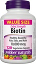 Webber Naturals Biotin Extra Styrka 10 000 mcg, 120 kapslar
