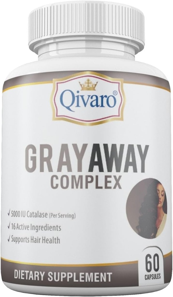 Gray Away Complex - Avancerad Unisex Supplement för naturlig hårfärgsrestaurering - vänder gråt för män och kvinnor - 60 kapslar