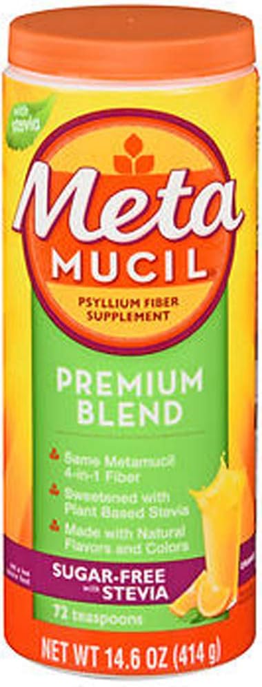 Metamucil Premium Blend Psyllium kuitujauhe Sokerivapaa Stevia Orange - 14,6 oz