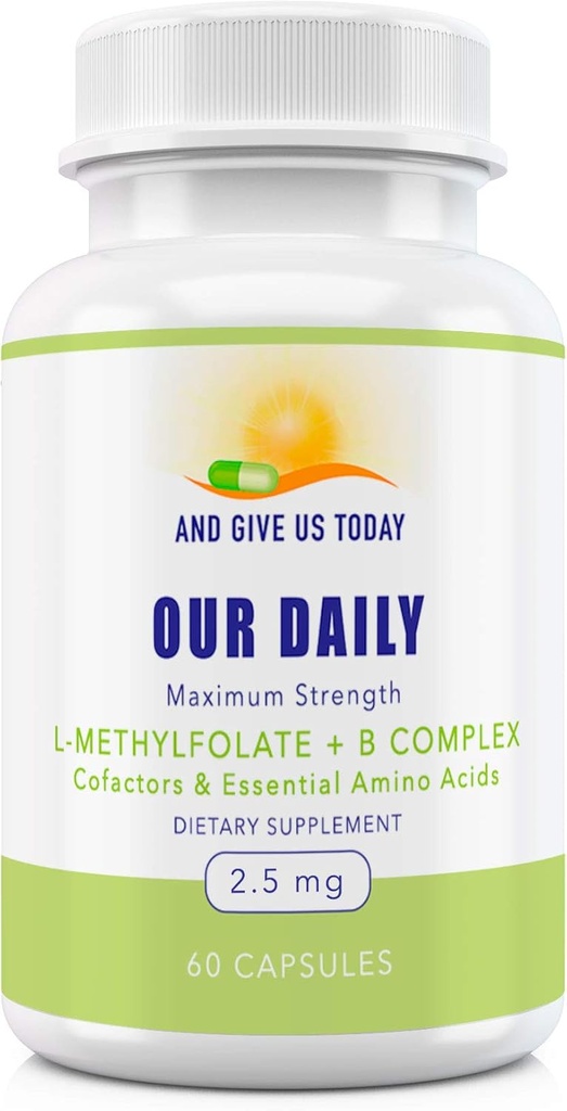 Våra dagliga Vites L-Methylfolate B Complex Cofactors & Essential Amino-syror (2.5mg) - Aktiv folat, Methylated B12 Methylcobalamin, B6 och Glycine - 60 Count