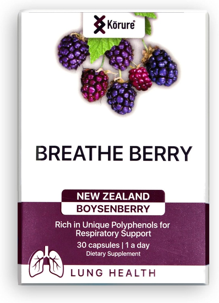 Breathe Berry Boysenberry Natural Healthy Lungs Supplement, stöder bröst trängsel, mukus och ökar övergripande andnings Wellness Healthy Lungs Supplement