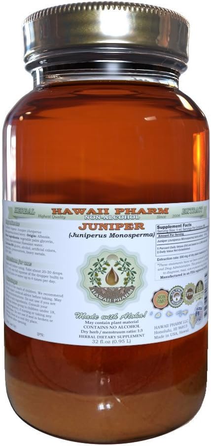 Juniori alkoholiton nesteuute, orgaaninen Juniper (Juniperus Monosperma) Kuivattu Berry Glycerite Havaiji Pharm Natural Herbal Supplement 32 oz suodattamaton