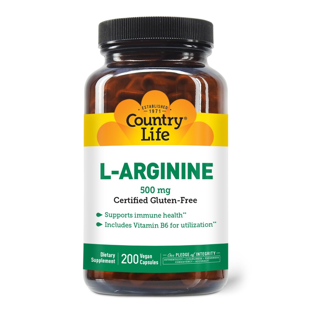 Maa Life L-arginiini Caps kanssa B-6, 500 mg, 200 vegan kapselit, Certified Gluten Free, Certified Vegan