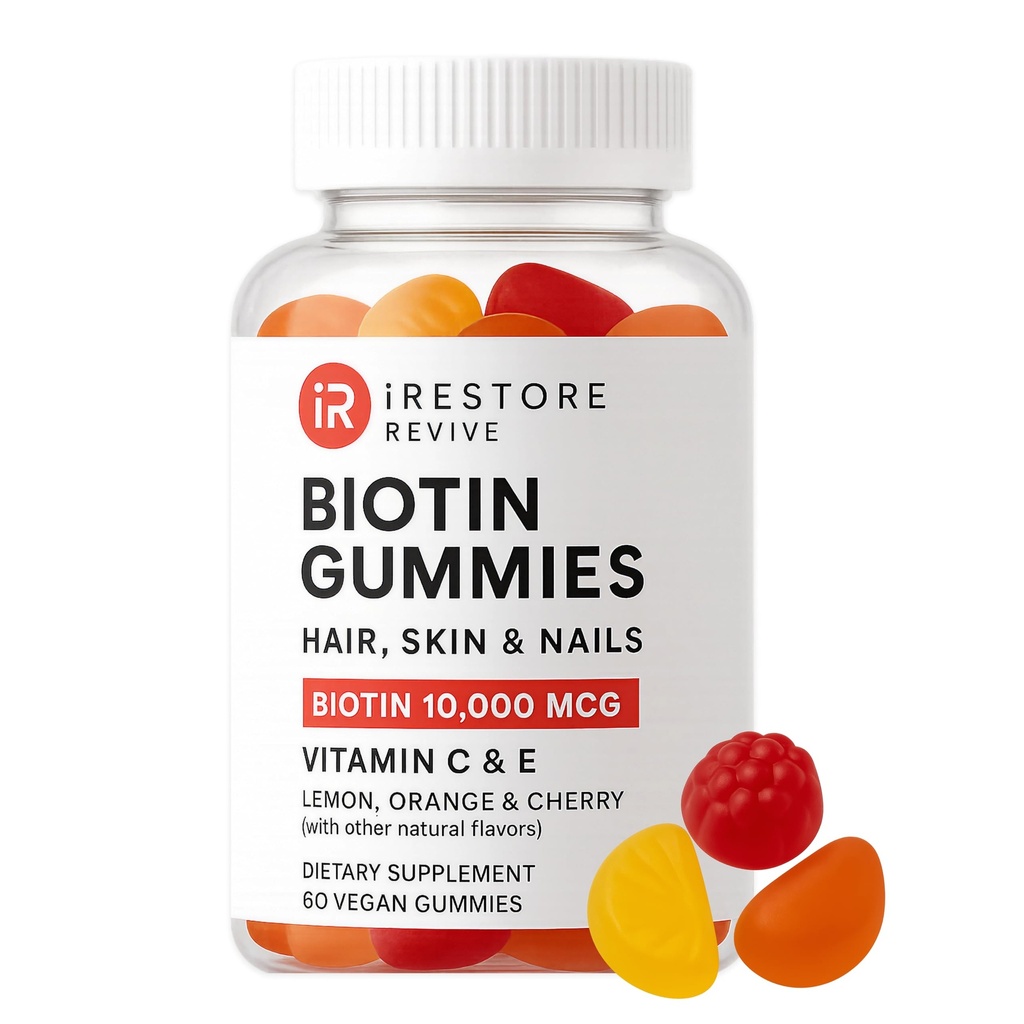 iRestore hiukset Gummy Vitamiinit, Vegan Biotin Gummies hiukset iho ja kynnet Gummies, hiukset Gummies, Biotin Gummies hiusten kasvua Biotin Vitamiinit Hiusten vitamiinit Gummies naisille ja miehille, Biotiini 10000 mcg