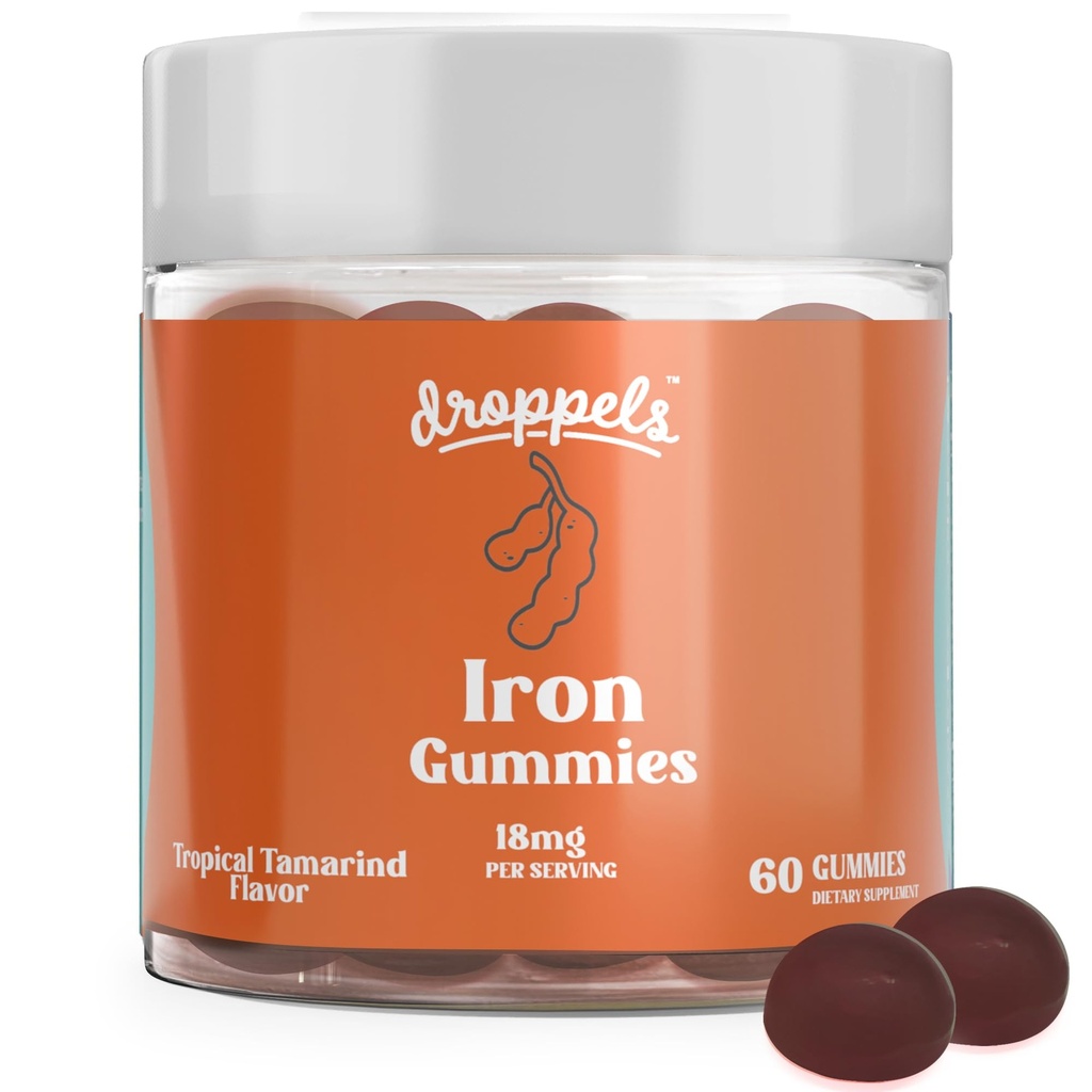 Droppels Iron Gummies 18mg naisille ja miehille Vegaani Plant-Based Iron Supplement ... Tukee energiaa ja verta terveys Pektiini-Based, ei-GMO, Gluteenittomat & Liivate ilmaiseksi...
