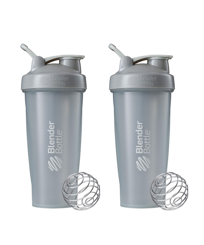 BlenderBottle Classic Shaker Bottle Täydellinen Proteiini Shakes ja Pre Treout, 28-Ounce (2 pakkaus), Pebble Harmaa