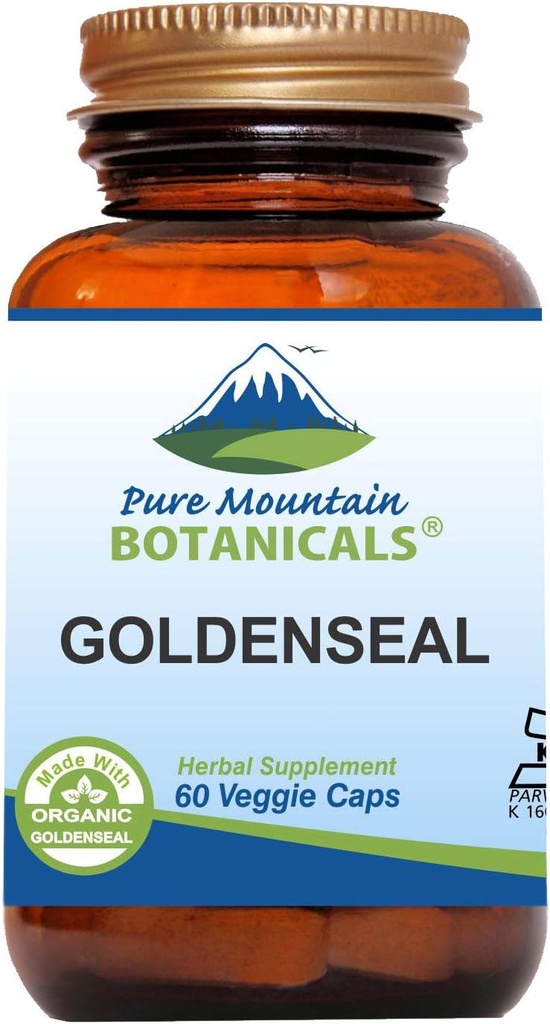 Puhdas Mountain kasvitieteelliset Goldenseal kapselit - Kosher Vegan Caps 250 mg Organic Goldenseal juuri täydentää