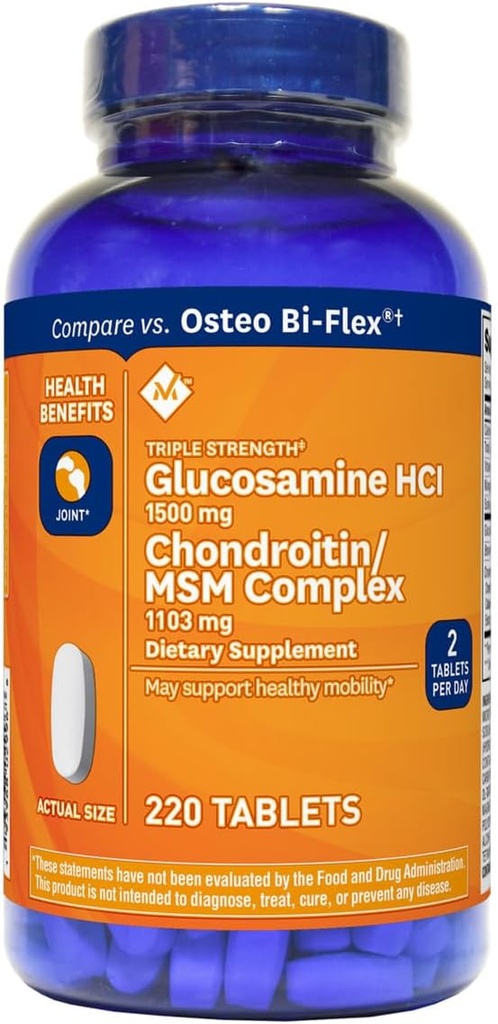 Jäsenen Mark Triple Strength Glukosamiini 1500 mg & Chondroitin MSM 1288mg tabletit (1 pullo (220 tablettia))