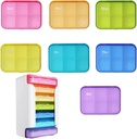 7 Palaset pilleri Organizer 6 Kertaa päivässä, Viikoittain pilleri tapauksessa, pilleri Organizer etiketeillä, matka pilleri Dispenser 7 Päivä 42 huoneistoa lääkehoito / Vitamin / kalaöljy / lisäravinteet - Sateenkaari värit