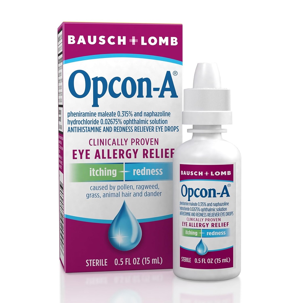 Bausch + Lomb -allergian silmätipat kutinaa ja punoitusta varten, punainen ja kutiava silmät antihistamiinin puutos, kliinisesti todistettu hoito, 0,5 ml Oz