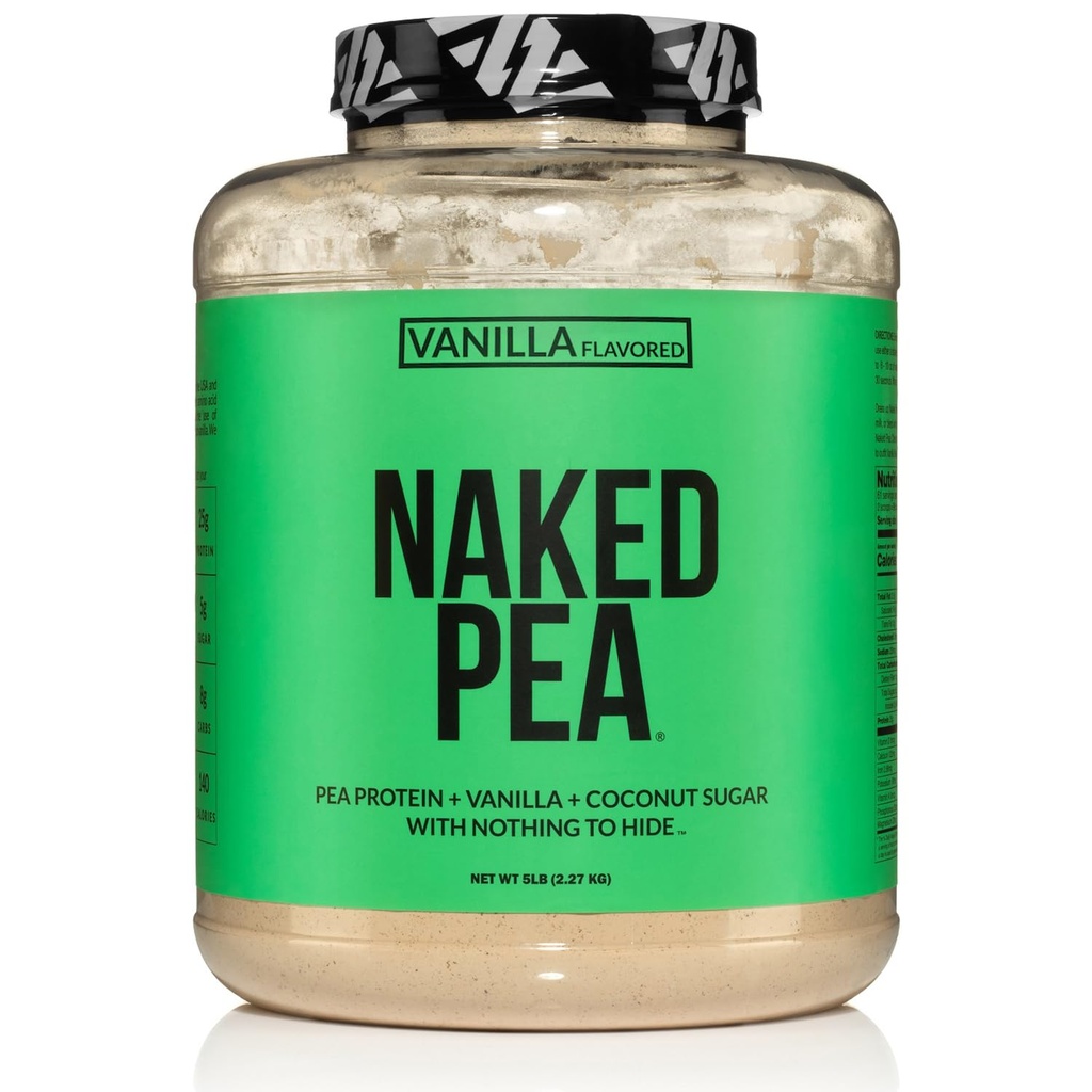 NAKED Pea - Vanilla Pea Protein - Pea Protein Isolate från North American Farms - 5lb Bulk, Plant Based, Vegetarian & Vegan Protein. Lätt att gräva, icke-GMO, glutenfri, laktosfri, sojafri