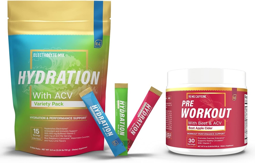 Sokeriton nesteytysjauhepakkaukset Lajike - 15 Stict Packs & PreWorkout Powder ACV: llä ...