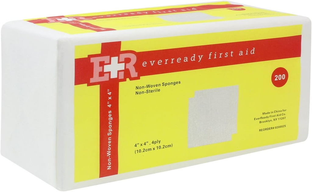 Ever Ready First Aid Non-Woven Sponges, 4" x 4", 4 Ply - 200