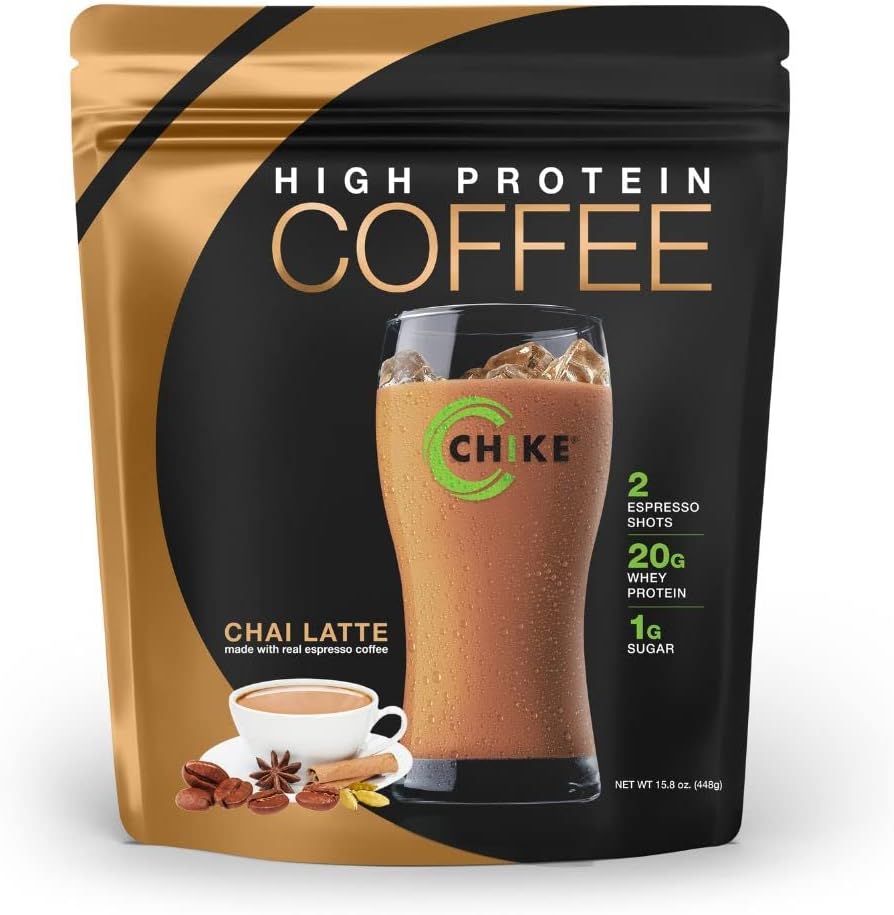 Chike Chai Latte High Protein Iced Coffee, 20 G Protein, 2 Shots Espresso, 1 G Sugar, Keto Friendly ja Gluteenittomat, 14 Tarjoilua (16 Ounce)