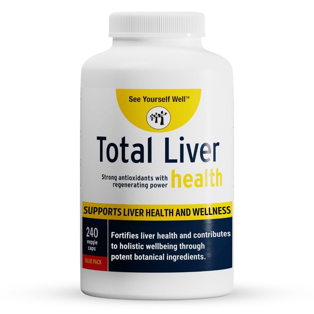 See yourself Well Total Liver Health Supplement Milk Thistle, Voikukan juuri, Yarrow, Burdockin juuri, ja Artisokka ... 240 Vegaani kapselit maksan toiminnan tukea