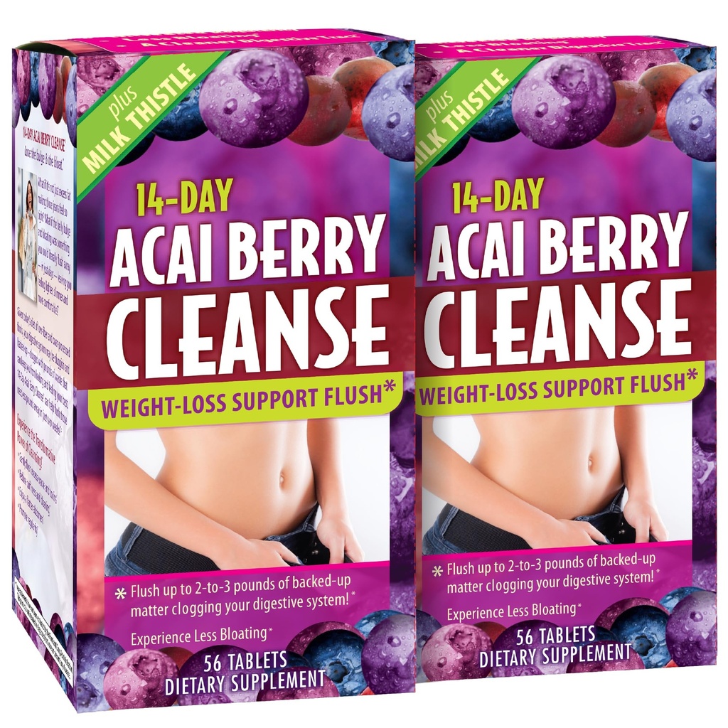 Applied Nutrition 14-päivä Acai Berry Cleanse - 56 tablettia, pakkaus 2 - Paino-tappio tukea flush + maito ohdake - 56 Tarjoukset yhteensä