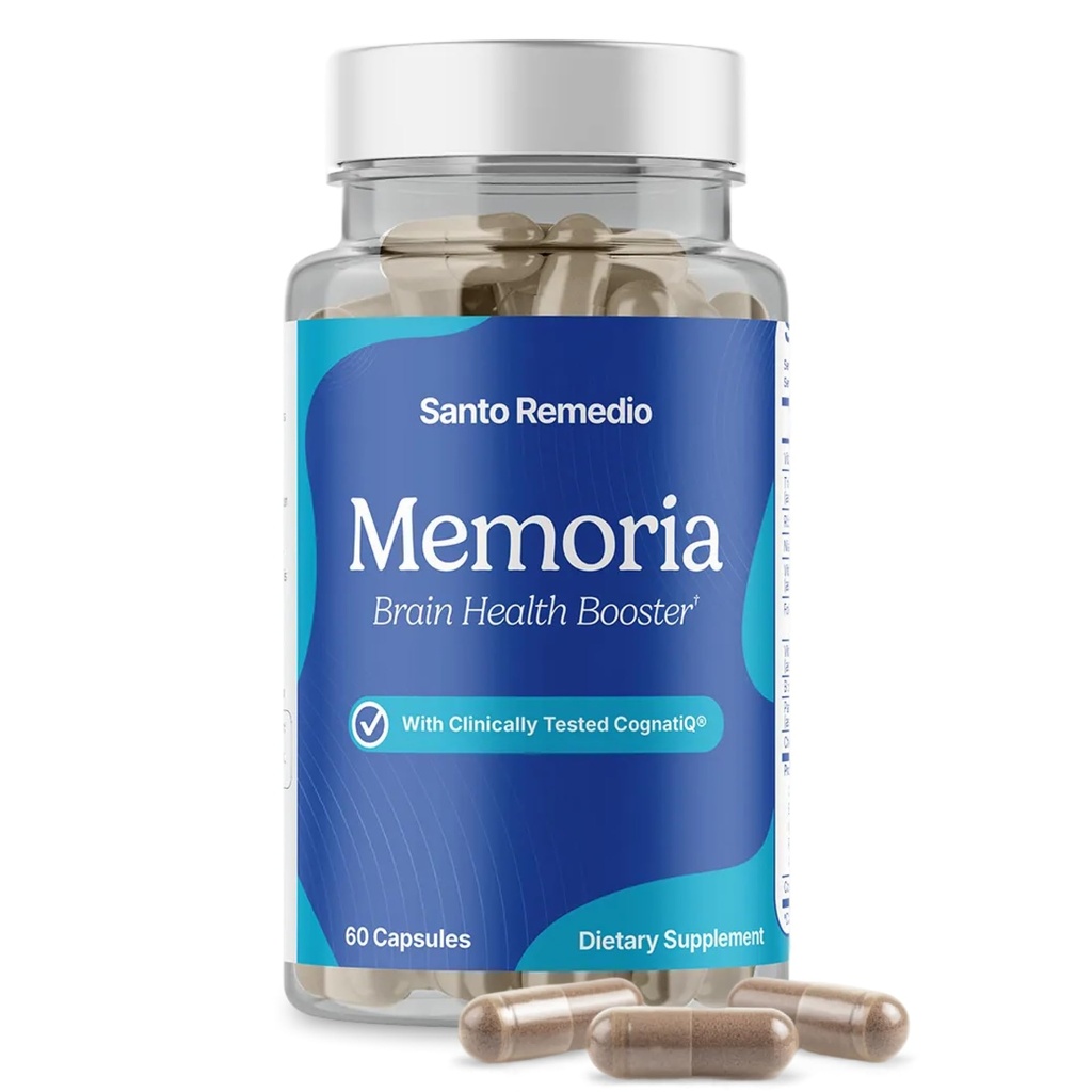 Santo Remedio Memoria, Brain Health Booster, auttaa vahvistamaan hermoyhteyksiä, auttaa parantamaan huomiota, muistia ja keskittymistä, 30 tarjoilut, Gluteeniton, ei-GMO