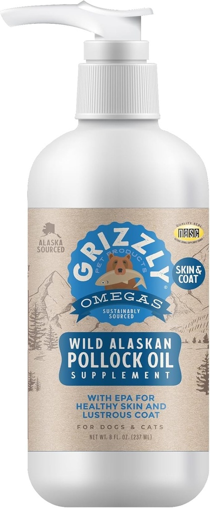 Grizzly Lemmikki Tuotteet Pollock Oil Dog Food Supplement, 32 Ounce
