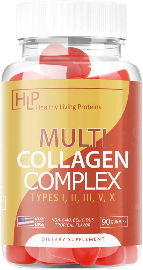 Terveet elävät proteiinit ... Multi Hydrolysed Collagen Complex Peptides tyyppi I, II, III, V & X ... Pure Organic Proteins, Grass Fed... Keto, aminohapot Collagen Gummies (90 Collagen Gummies)