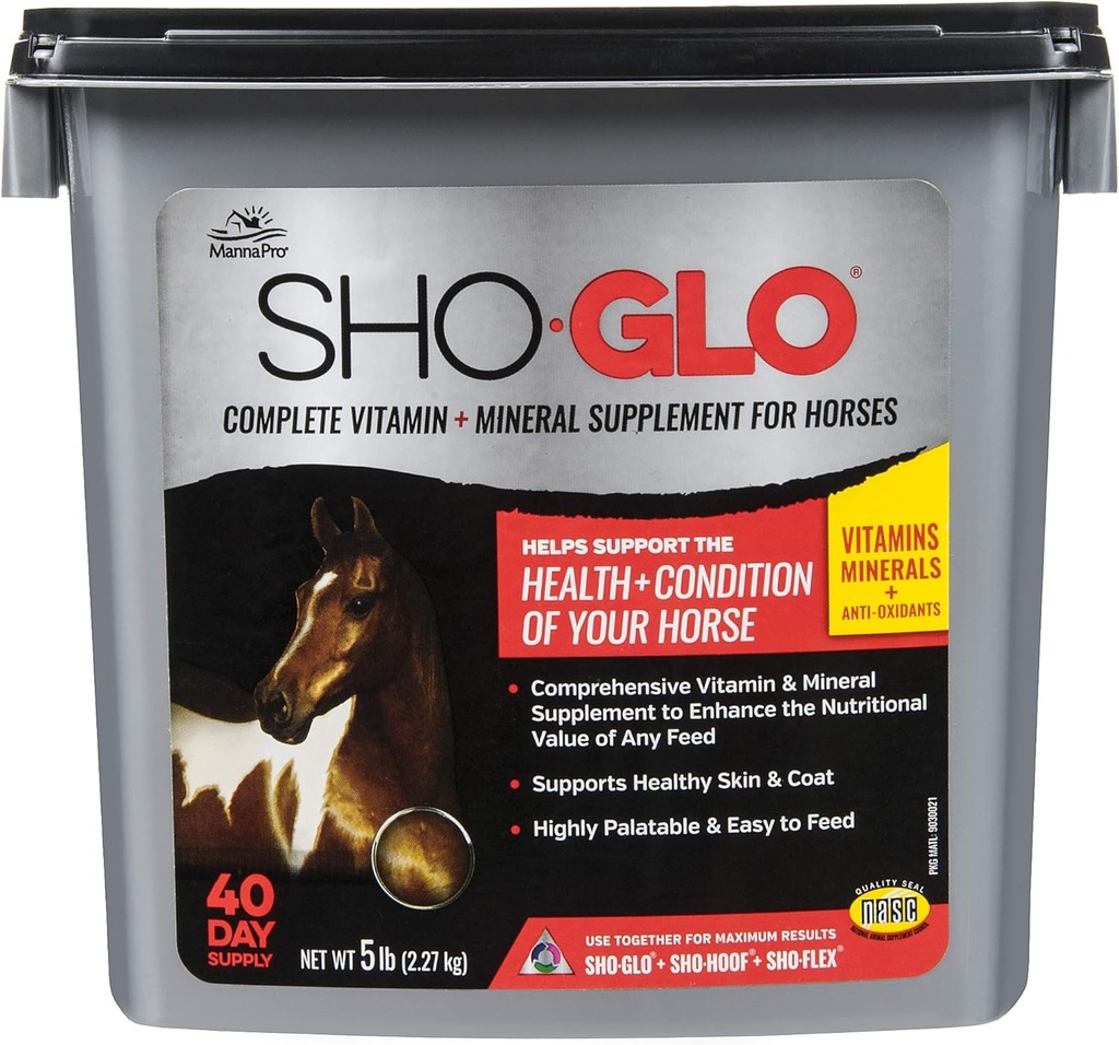 Manna Pro Sho-Glo Supplement hevosille ... Täydellinen vitamiini & Mineral Supplement terveelle iholle & takki 5 punta