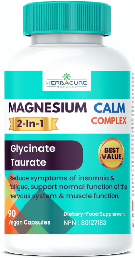 Magnesium CALM Complex 2 in 1 Glycinate ja Taurate 90 yksikköä USA hankki ainesosia Vain Uusi 2024