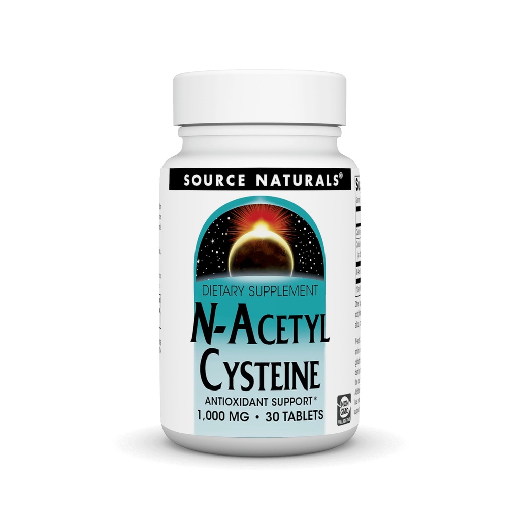 Lähde Naturals N-Acetyl Cysteine Antioksidantti tuki 1000 mg ravintolisä, joka tukee hengitysteiden terveyttä* - 30 tablettia