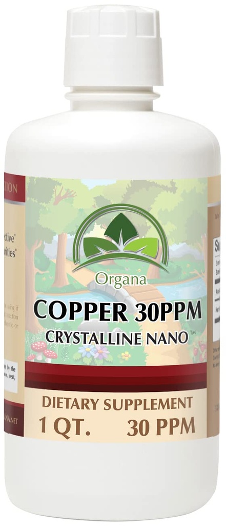 Organa Pure kristallia Nestemäinen kupari täydennysosa - 30 PPM - Kolloidinen mineraalit