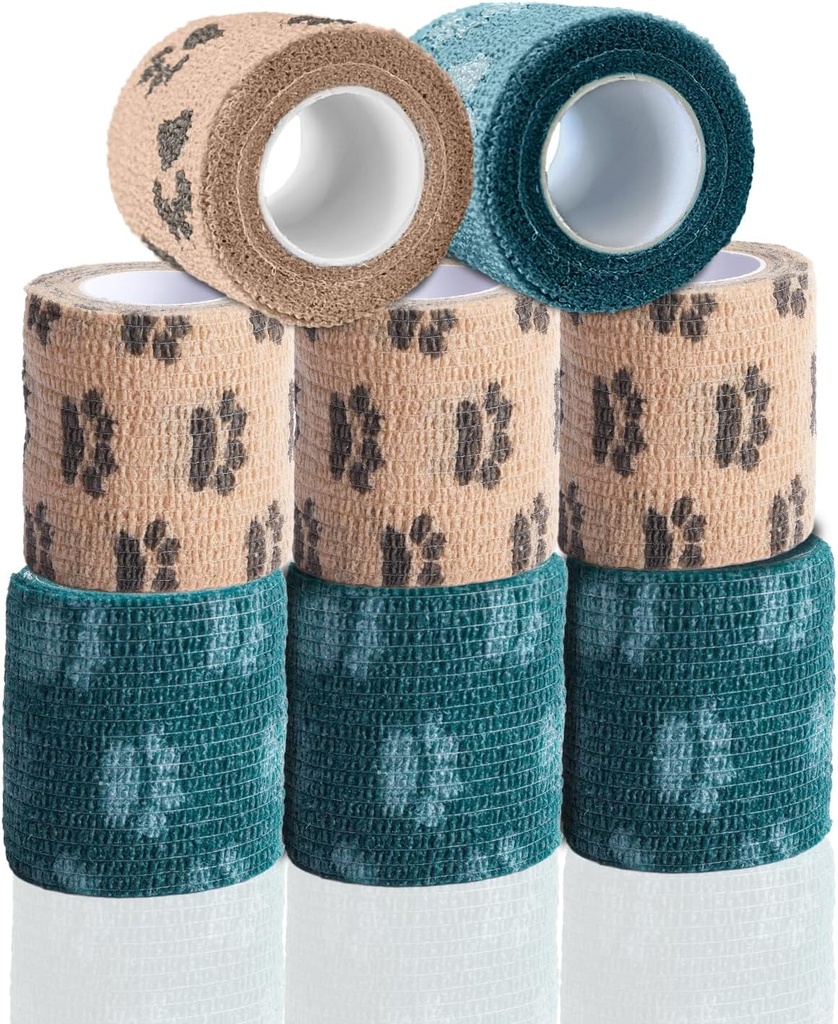 Self Adhesive Bandage Wrap - Vet Wrap koirille Ei pureskella - Medical Cohesive Bandage Wrap varten haavojen hoito, Tassunhoito, Ensiapu, Vet teippi lemmikkilinnut Cat Hevoset (2 tuuman, 8 rullaa, 8 väriä)