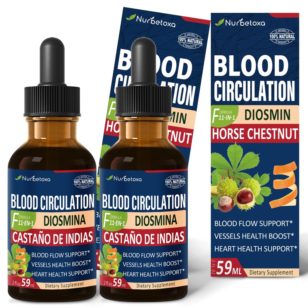 Verenkierto Drops, typpioksidi täydentää veren virtausta, paine & Heart Health W/Heart Chestnut Extract Liquid. Castaño de Indias y Diosmina para la Circulacion y Varices. 4 oz