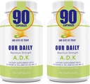 Vårt dagliga Vites ADK Supplement - Vitamin A, D3 & K2 (som MK7) - Ben, Immune System Support - Hög Potens Vitaminer med icke GMO Ingredienser - Gluten Free, Soy Free Vegetable Capsules 180 CT