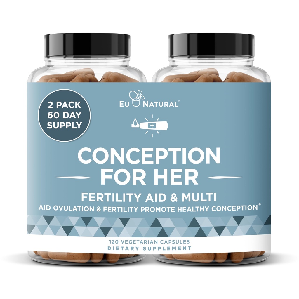 Conception Fertility Supplements for Women - Aids Ovulation, Hormonal Balance, & Regular Cycles - Prenatal Vitamin Support med Myo-Inositol, Folate, Folic Acid, Vitex - 120 Vegetarian Soft Capsules