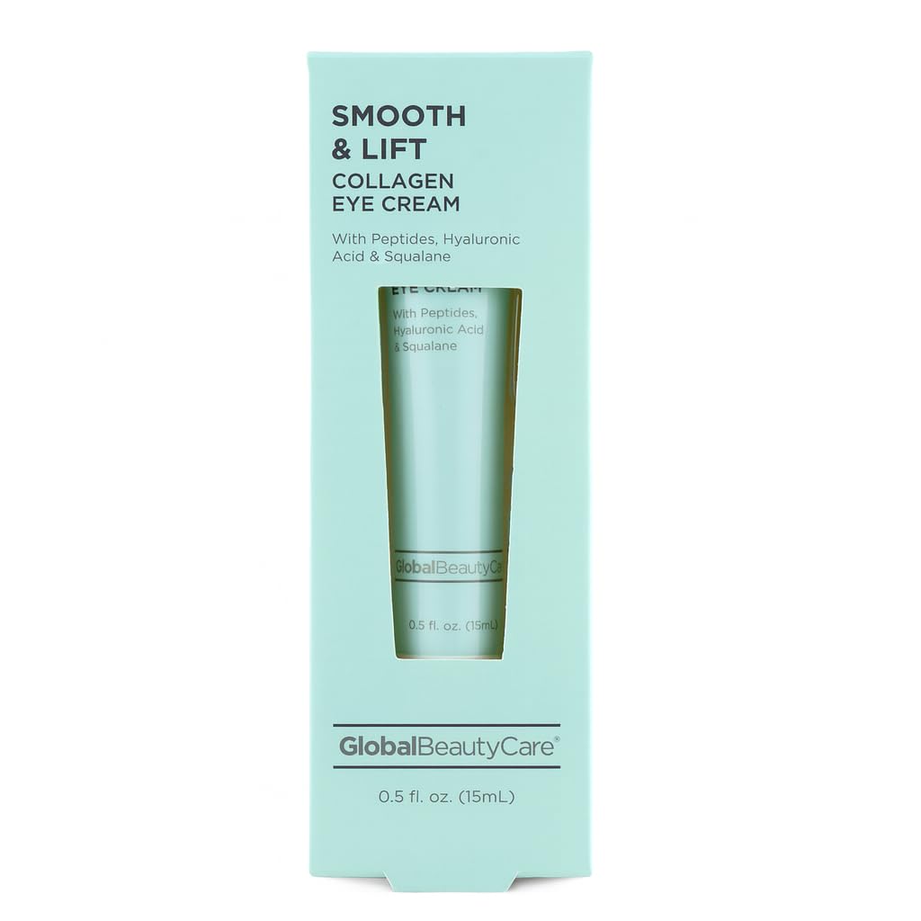 Global Beauty Care Smooth & Lift Collagen - Eye Cream med Peptides, Hyaluronic Acid & Squalane, 1-Pack (0,5 fl oz 15ml)