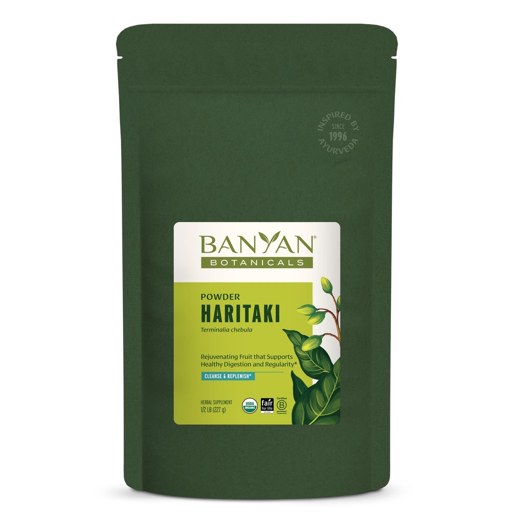 Banyan Botanicals Haritaki Powder - Certified Organic, 1/2 punta 