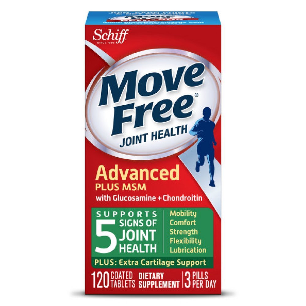 Move Free Advanced Plus MSM, 120 tablettia - Joint Health Supplement with Glukosamiini ja kondroitiini (Pack of 4)