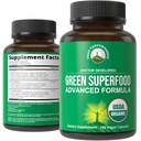 Luomu Super Greens 150 kapselia - Green Juice Superfood Superfood Supplement 25 Kaikki luomuaineet. Max Energy ja Detox Super Food Pillerit Spirulina, Pinaatti, Kale, Kurkuma, Probiootit