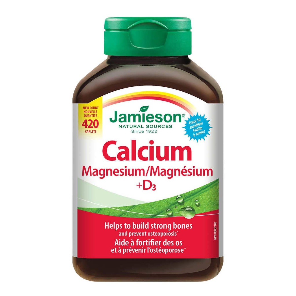 Jamieson Kalsium Magnesium D3-vitamiinilla, 420 kapselia
